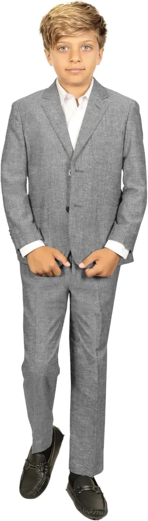 Gioberti Kids and Boys Linen Suit Set Jacket and Dress Pants