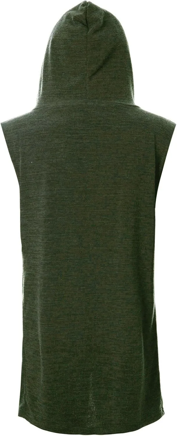 GIVON Mens Sleeveless Ruffle Shawl Collar Cardigan Lightweight Long Hooded Vest Sweater