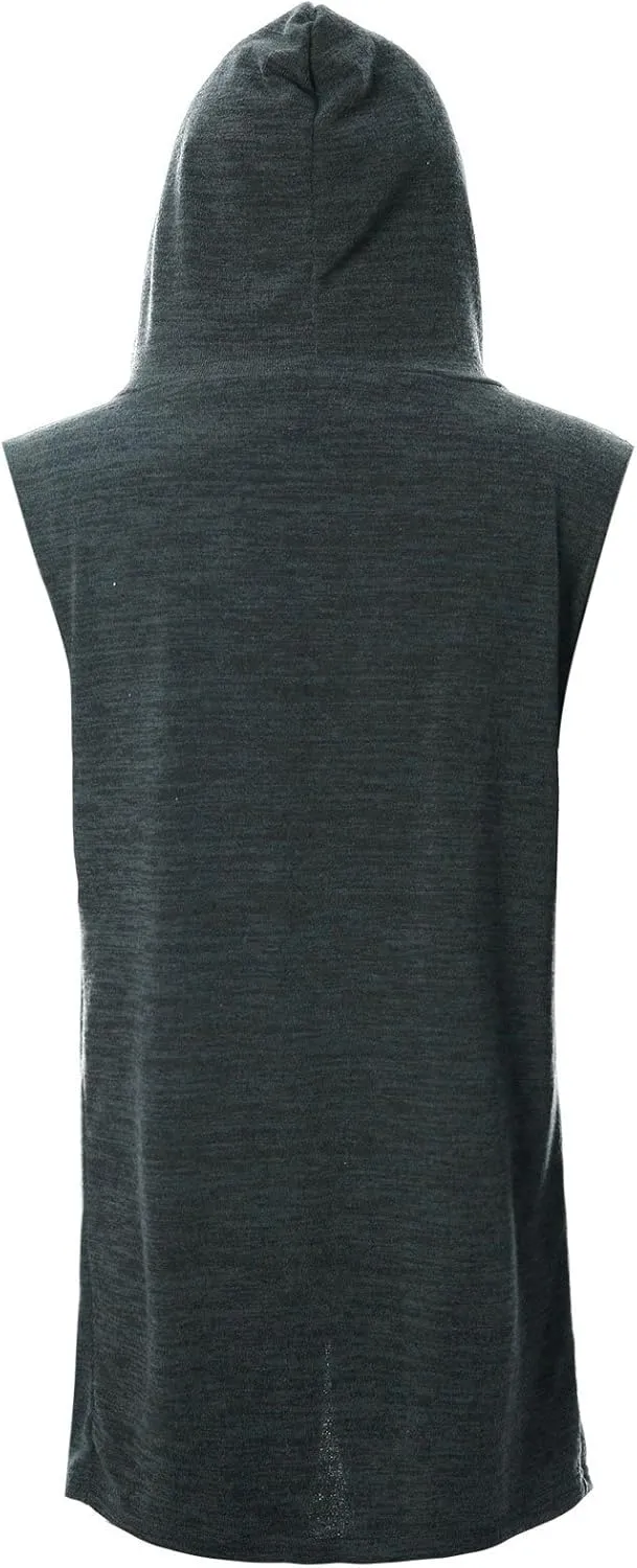 GIVON Mens Sleeveless Ruffle Shawl Collar Cardigan Lightweight Long Hooded Vest Sweater