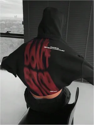 GORGLITTER Men's Letter Graphic Y2k Hoodies Oversized Grunge Streetwear Hooded Sweatshirt with Pocket Black Small