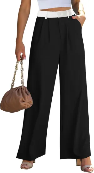 GRAPENT Wide Leg Pants for Women Work Business Casual High Waisted Dressy Pants Flowy Trousers Office