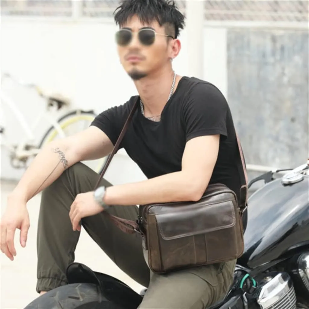 Handbag Messenger Bag Men's Shoulder Bag Genuine Leather Men's Small Male Man Bags Travel Tote (3_Pack Som visas i figuren)