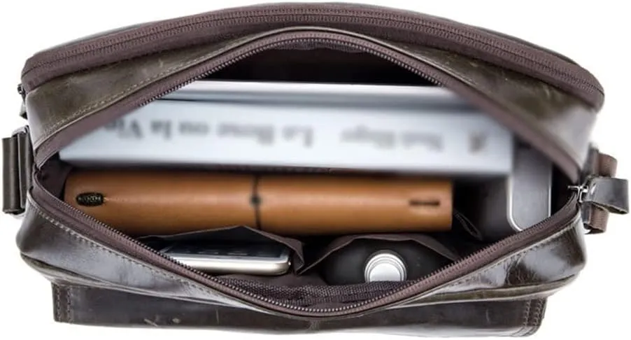Handbag Messenger Bag Men's Shoulder Bag Genuine Leather Men's Small Male Man Bags Travel Tote (3_Pack Som visas i figuren)