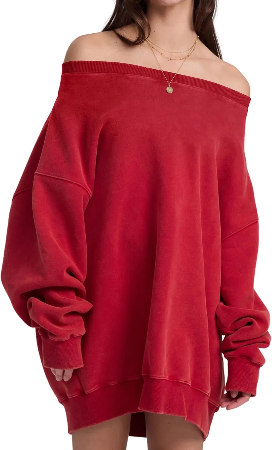 Hatant Womens Off the Shoulder Oversized Sweatshirts One Shoulder Sweatshirts for Women Fashion Hoodies Pullover Sweater Tops
