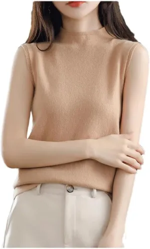 Hgvcfcv Women Half-Turtleneck Sleeveless Vest Women's undershirt Camisole Base layer tank top
