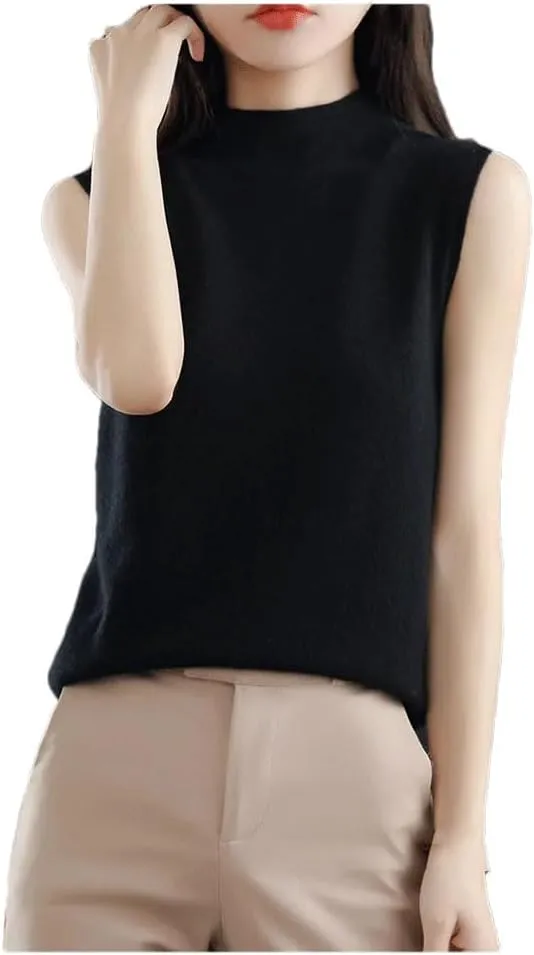 Hgvcfcv Women Half-Turtleneck Sleeveless Vest Women's undershirt Camisole Base layer tank top
