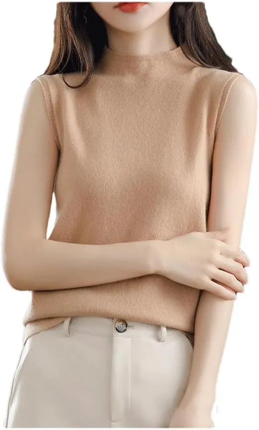 Hgvcfcv Women Half-Turtleneck Sleeveless Vest Women's undershirt Camisole Base layer tank top