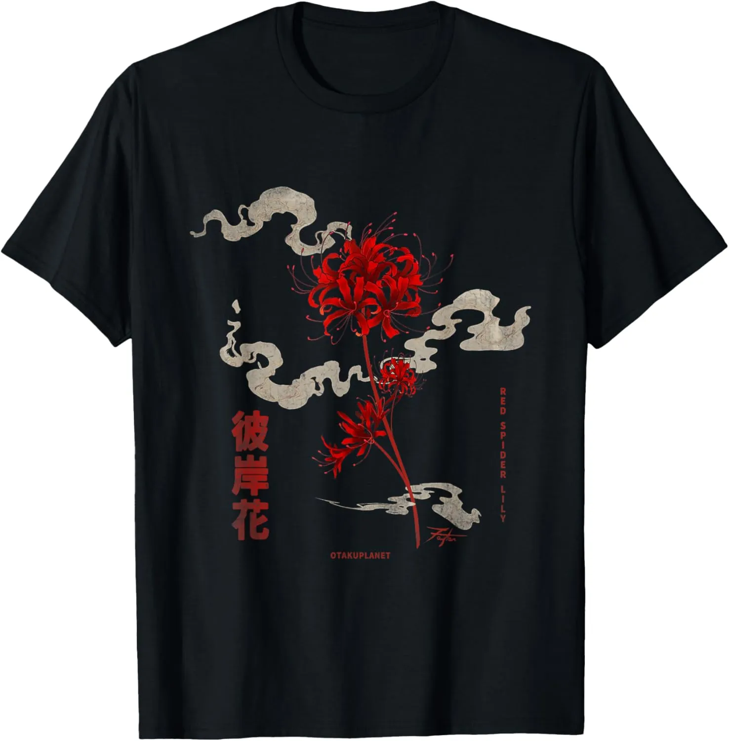 Higanbana or Red Spider Lily in 90s Harajuku Aesthetic Style T-Shirt