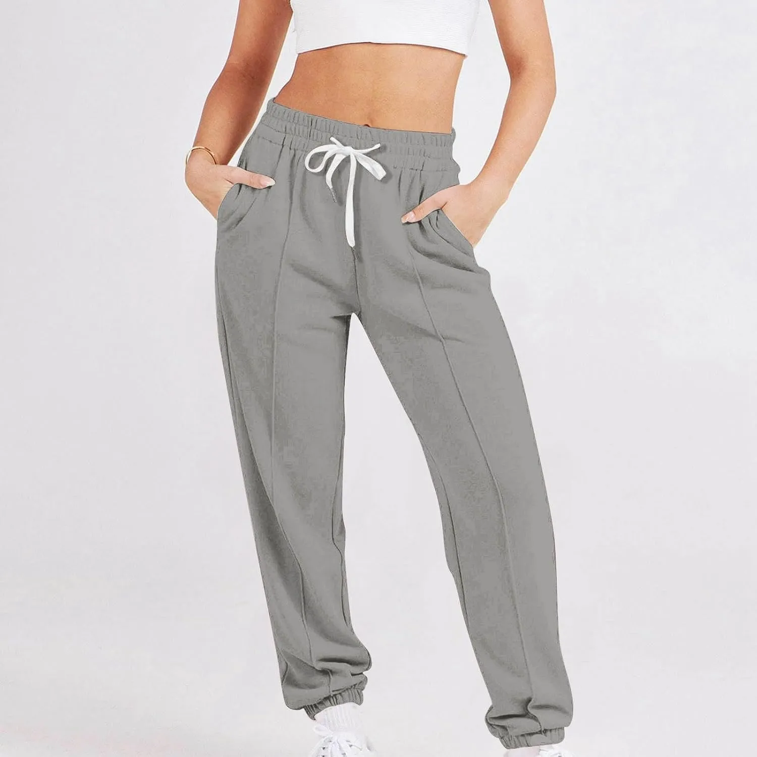 Hiking Pants Women Lightweight Sweatpants Baggy Drawstring High Waist Sweat Pants Summer Bottom Jogging Trousers
