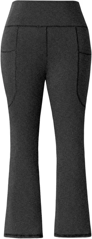 Honwenle Women's Plus Size Bootcut Yoga Pants with Pockets High Waisted Tummy Control Bootleg Flared Wide Leg Pants