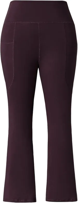 Honwenle Women's Plus Size Bootcut Yoga Pants with Pockets High Waisted Tummy Control Bootleg Flared Wide Leg Pants