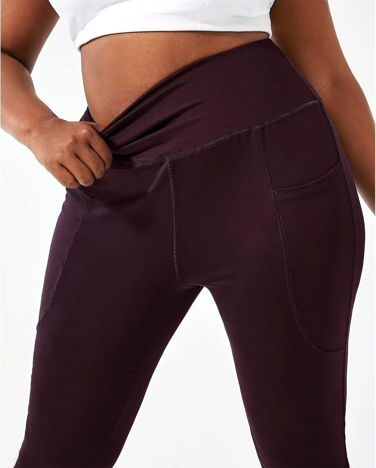 Honwenle Women's Plus Size Bootcut Yoga Pants with Pockets High Waisted Tummy Control Bootleg Flared Wide Leg Pants