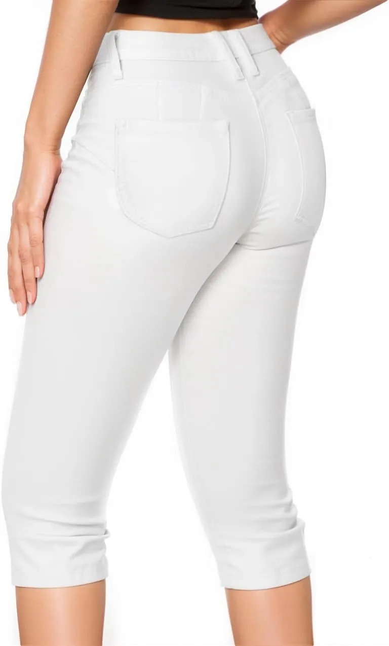 Hybrid & Company Women's Butt Lift Super Comfy Stretch Denim Capri Short Jeans