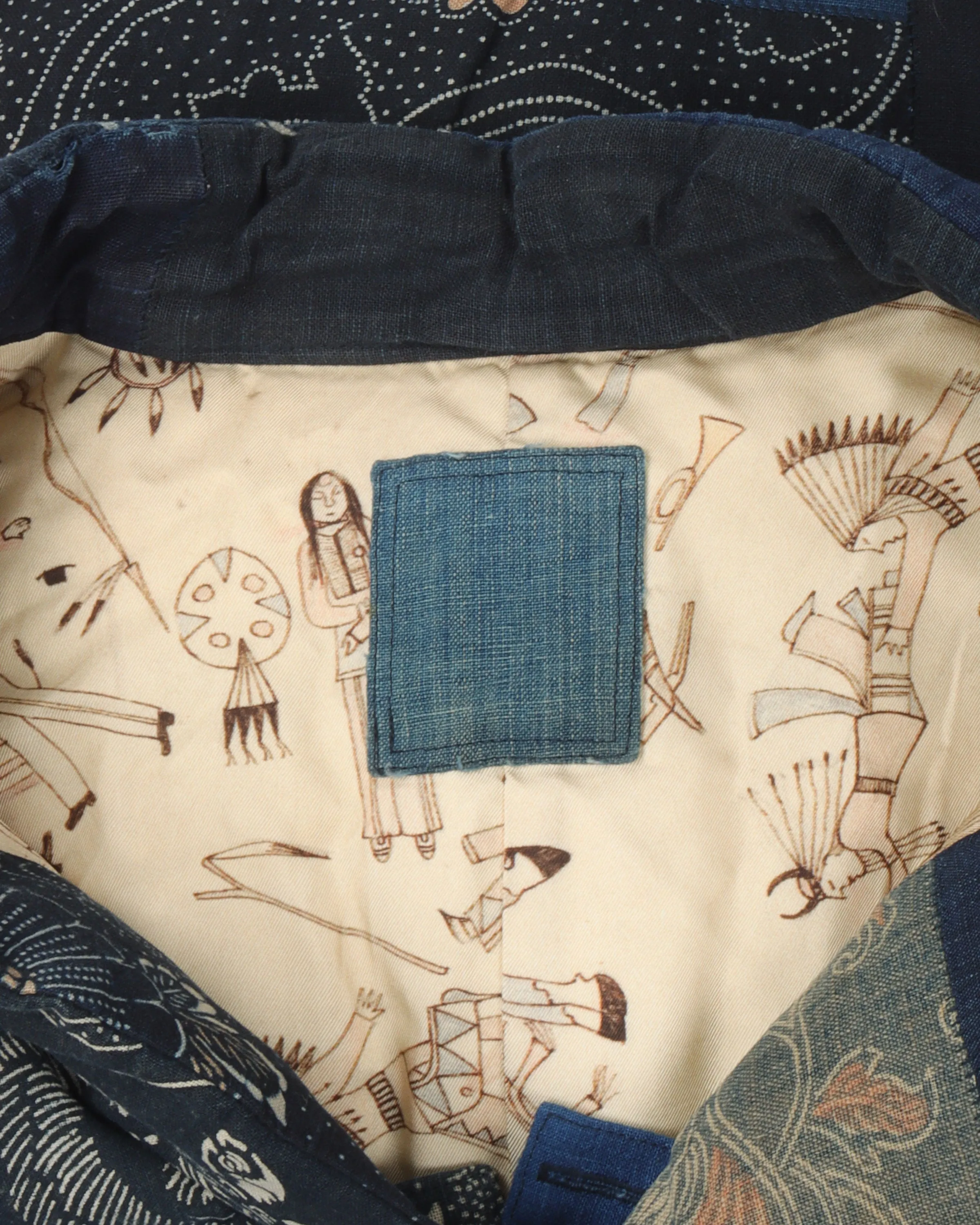 Indigo Kerchief Patchwork Down Vest