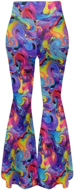 Irisjudy Women Flare Leggings Skulls Elastic High Waist Bootcut Yoga Pants Bell Bottom Camouflage Flared Sweatpants for Women