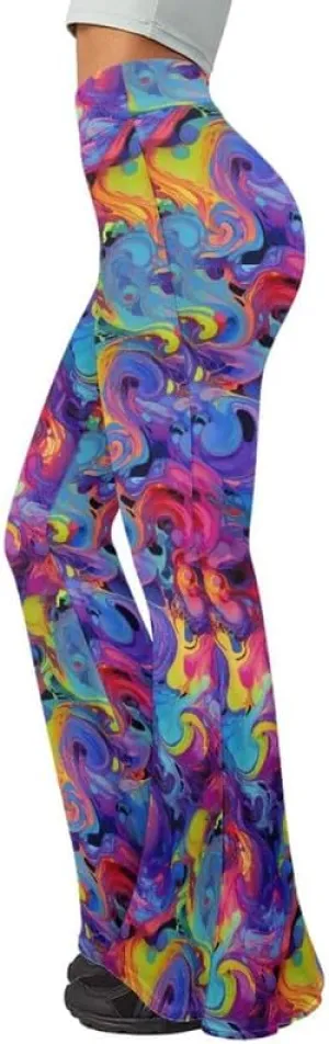 Irisjudy Women Flare Leggings Skulls Elastic High Waist Bootcut Yoga Pants Bell Bottom Camouflage Flared Sweatpants for Women