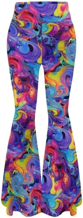 Irisjudy Women Flare Leggings Skulls Elastic High Waist Bootcut Yoga Pants Bell Bottom Camouflage Flared Sweatpants for Women