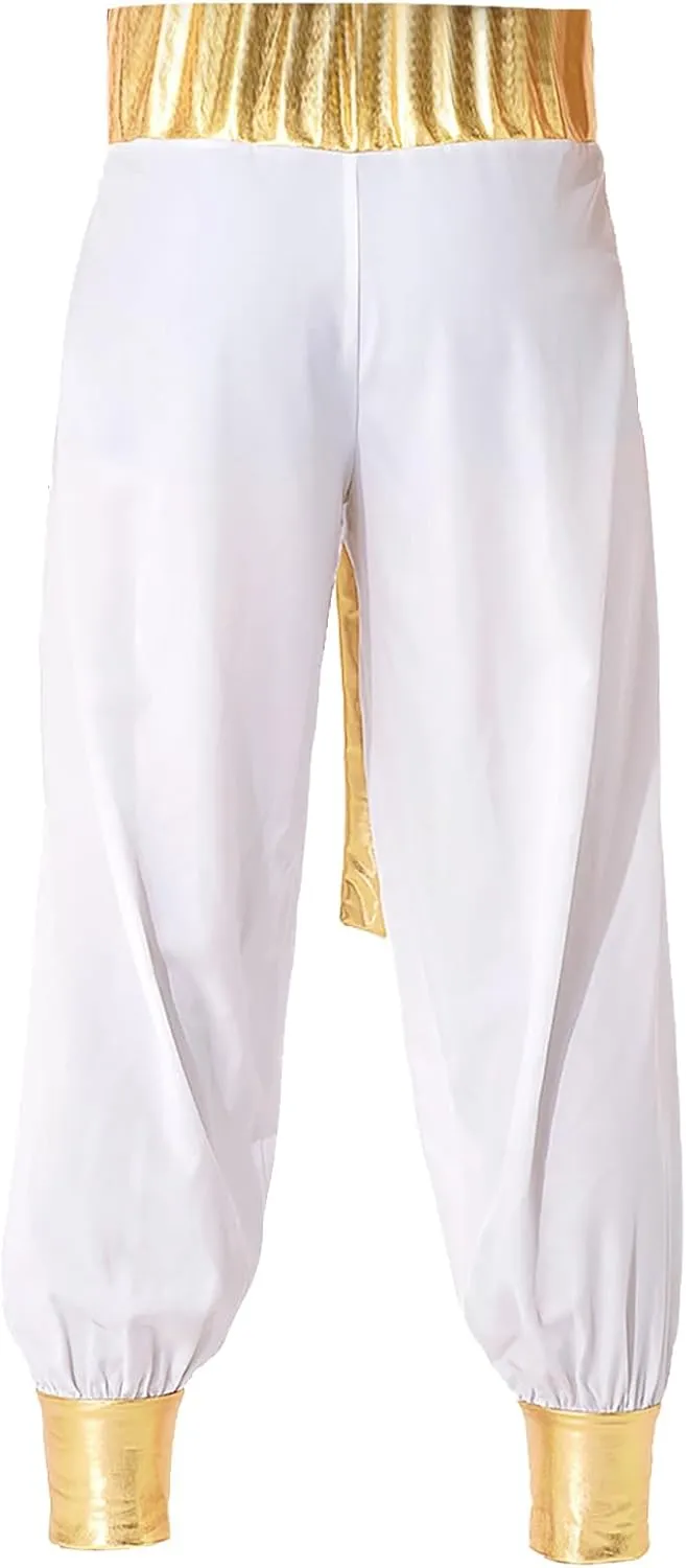 JEATHA Men's Arabian Prince Street Rat Costume for Adults Sleeveless Vest with Belt Harem Pants Cosplay Fancy Outfit Party