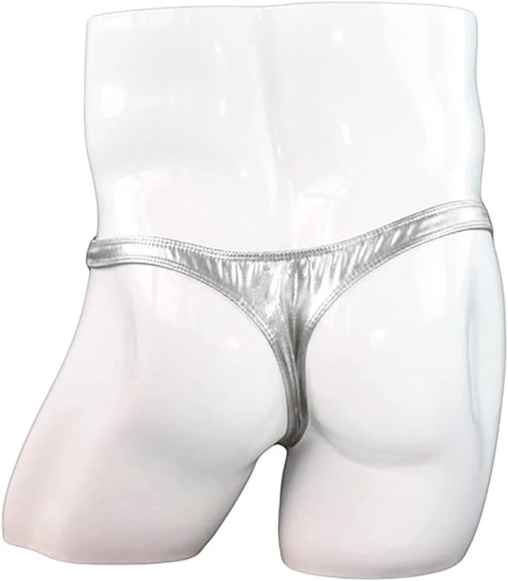 JEShifangjiusu Men'S Micro Bikini Briefs Thong Sexy Metallic Bulge Pouch Underwear Low Waist Sissy Crossdress Underpants