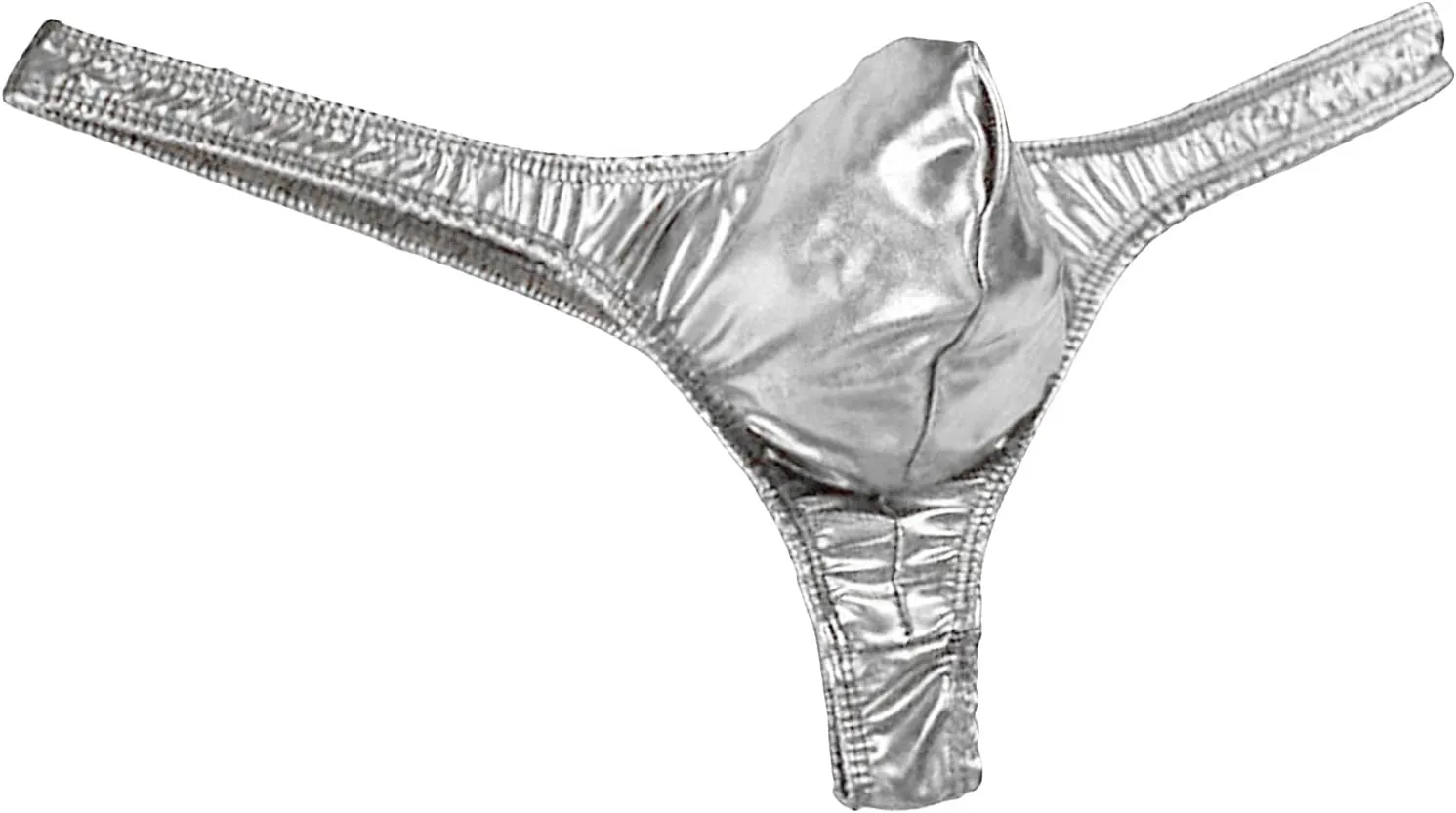 JEShifangjiusu Men'S Micro Bikini Briefs Thong Sexy Metallic Bulge Pouch Underwear Low Waist Sissy Crossdress Underpants