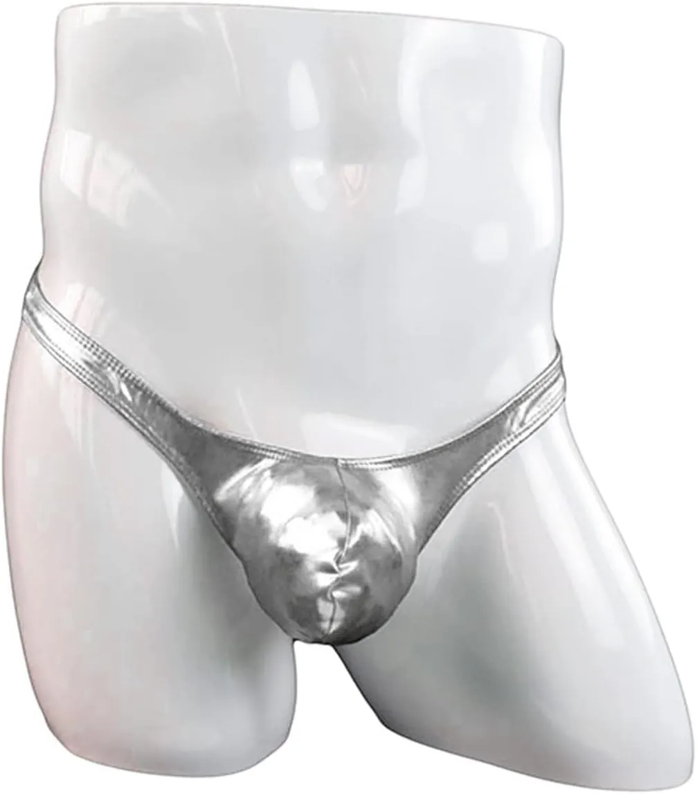 JEShifangjiusu Men'S Micro Bikini Briefs Thong Sexy Metallic Bulge Pouch Underwear Low Waist Sissy Crossdress Underpants