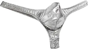 JEShifangjiusu Men'S Micro Bikini Briefs Thong Sexy Metallic Bulge Pouch Underwear Low Waist Sissy Crossdress Underpants