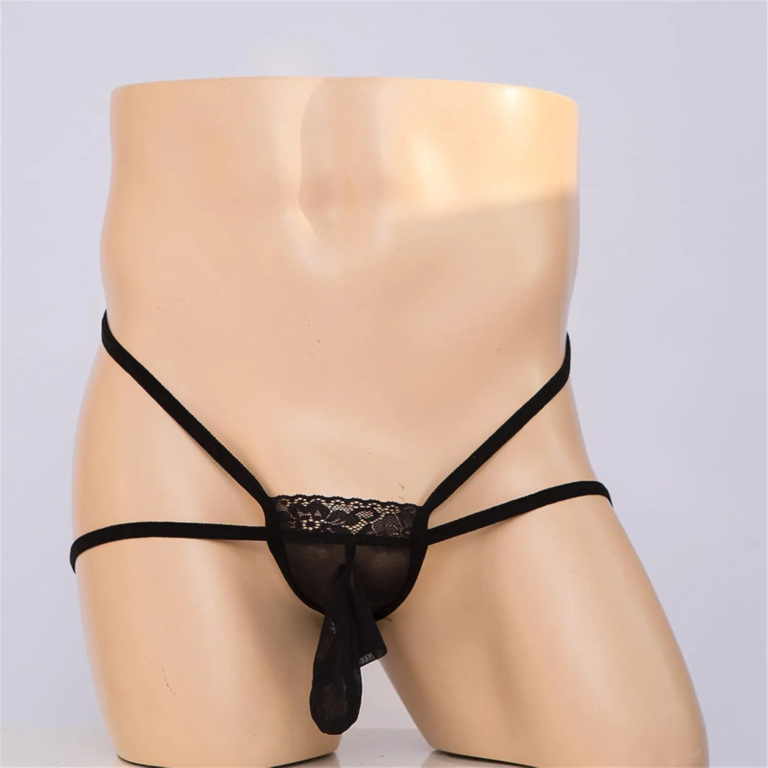 JEShifangjiusu Men'S Thongs Sexy Lace G-String T-Back See Through Bikini Briefs Floral Sissy Pouch Lingerie Underwear
