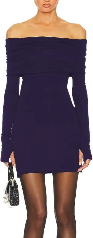 JLCNCUE Womens Off The Shoulder Long Sleeves Bodycon Mini Dress Elegant Ribbed Knit Club Party Short Fitted Dresses 347