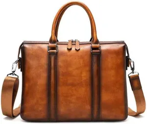 JSEIAJB Briefcase Male Layer Cowhide Crossbody Bag Large Capacity Business Travel Handbag Multifunctional