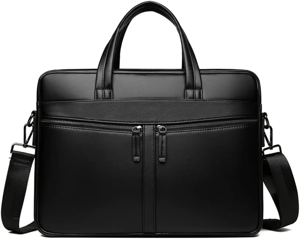 JSEIAJB Business Leather Multi-purpose Three-layer Briefcase Large Capacity Portable Laptop