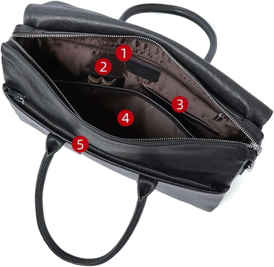 JSEIAJB Fashion Cowhide Leather Male Business Men Briefcase Bag Leather Laptop Bag Man Handbag