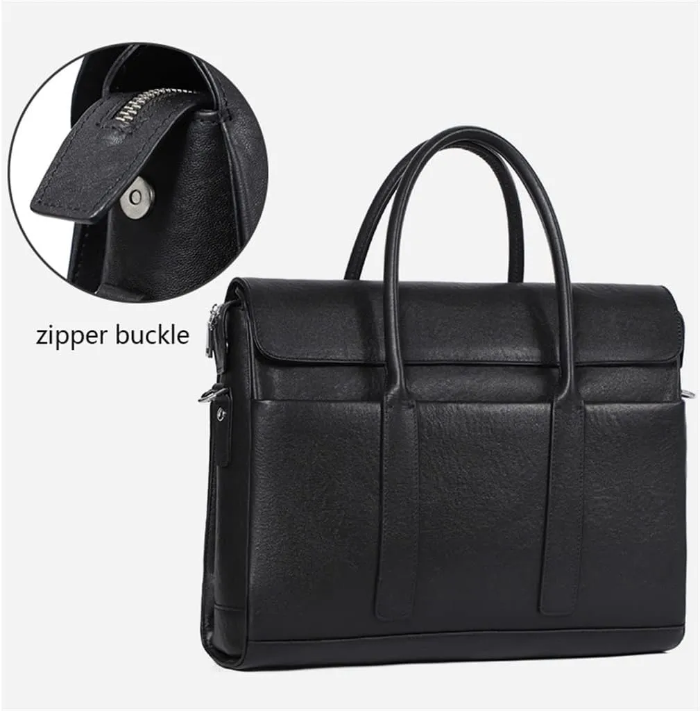 JSEIAJB Fashion Cowhide Leather Male Business Men Briefcase Bag Leather Laptop Bag Man Handbag