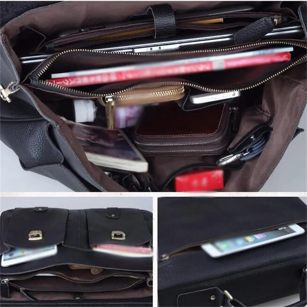 JSEIAJB Genuine Leather Briefcase Men Business Bag Men Briefcase Laptop Bag Tote Male Office Bag Handbag