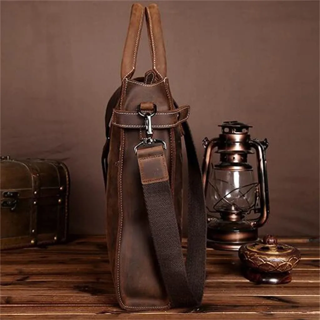 JSEIAJB Genuine Leather Men's Bag Vertical Paragraph Retro Leisure Bag Men's Shoulder Crossbody Bag Business Handbag