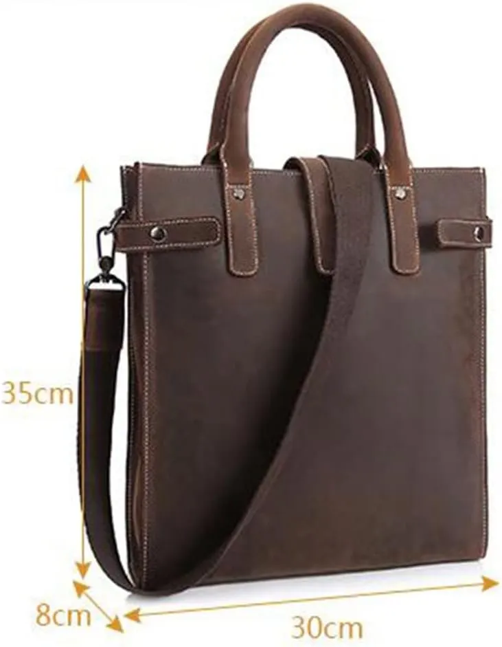 JSEIAJB Genuine Leather Men's Bag Vertical Paragraph Retro Leisure Bag Men's Shoulder Crossbody Bag Business Handbag