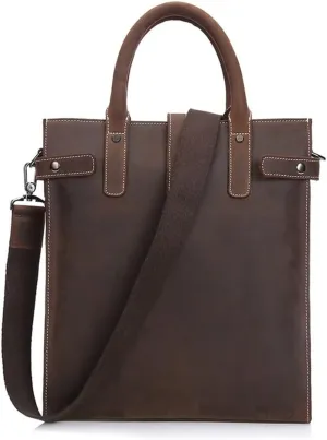 JSEIAJB Genuine Leather Men's Bag Vertical Paragraph Retro Leisure Bag Men's Shoulder Crossbody Bag Business Handbag