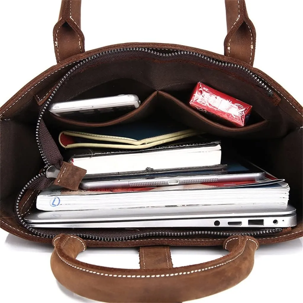 JSEIAJB Genuine Leather Men's Bag Vertical Paragraph Retro Leisure Bag Men's Shoulder Crossbody Bag Business Handbag