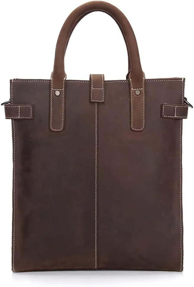 JSEIAJB Genuine Leather Men's Bag Vertical Paragraph Retro Leisure Bag Men's Shoulder Crossbody Bag Business Handbag