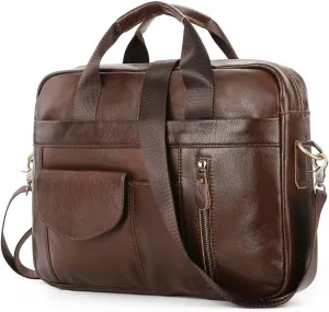 JSEIAJB Layer Cowhide Leather Briefcase Leather Crossbody Business Single Shoulder Computer Bag Shoulder Briefcase