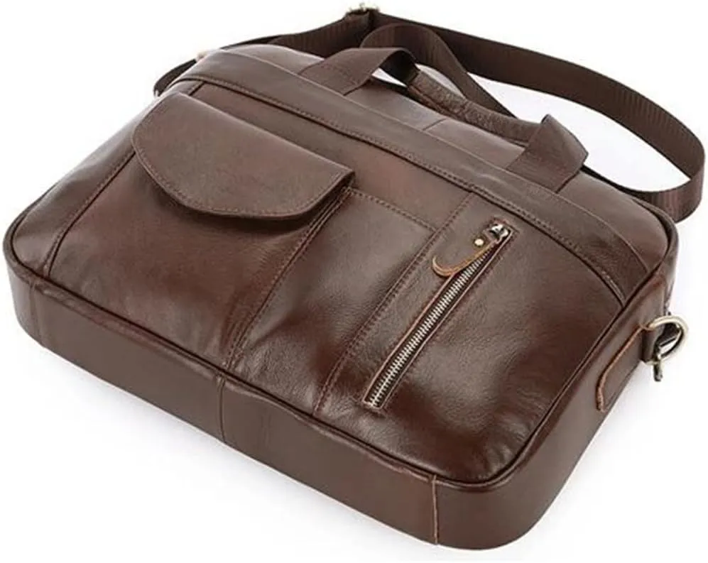 JSEIAJB Layer Cowhide Leather Briefcase Leather Crossbody Business Single Shoulder Computer Bag Shoulder Briefcase