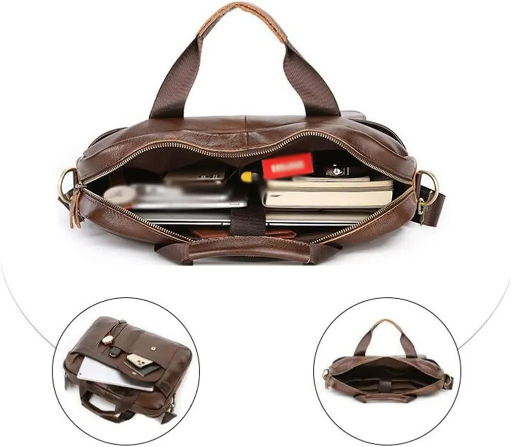 JSEIAJB Layer Cowhide Leather Briefcase Leather Crossbody Business Single Shoulder Computer Bag Shoulder Briefcase