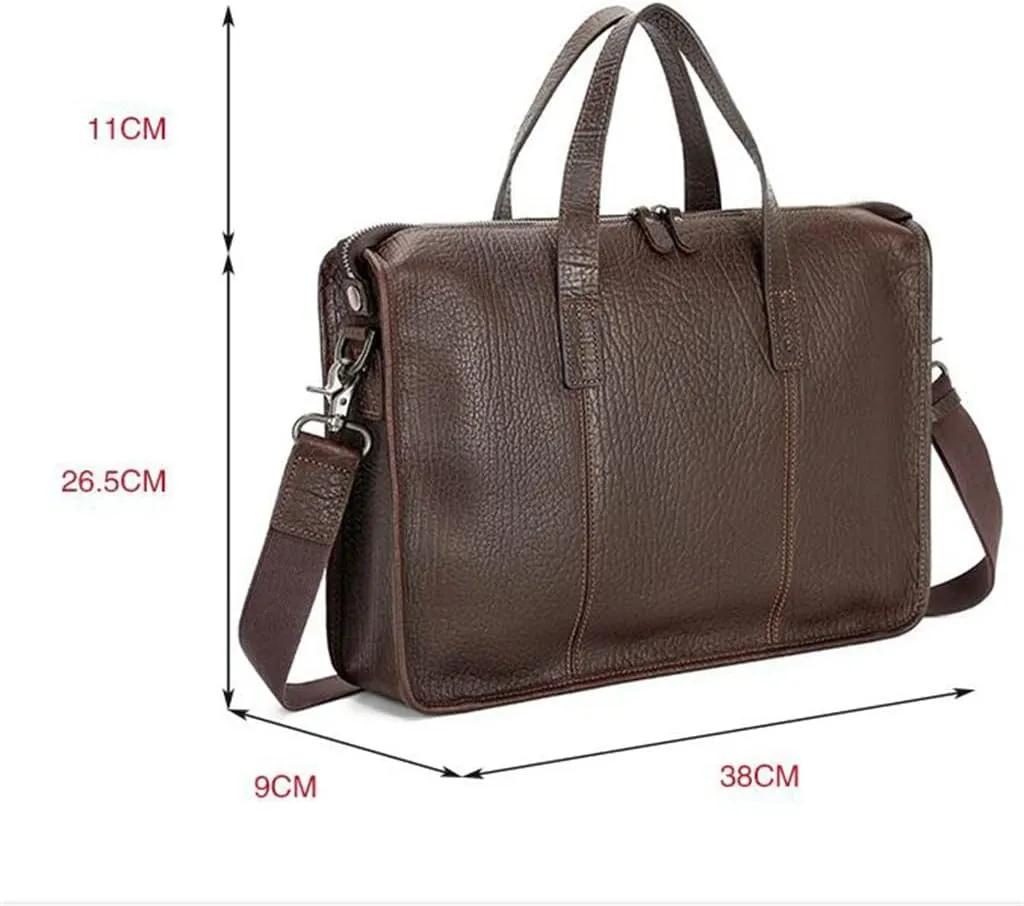 JSEIAJB Men's Bag Leather Men's Handbag Layer Cowhide Computer Business Briefcase Single Shoulder Crossbody
