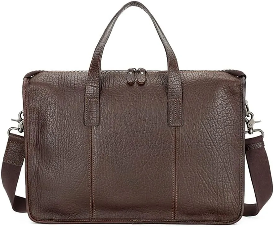 JSEIAJB Men's Bag Leather Men's Handbag Layer Cowhide Computer Business Briefcase Single Shoulder Crossbody
