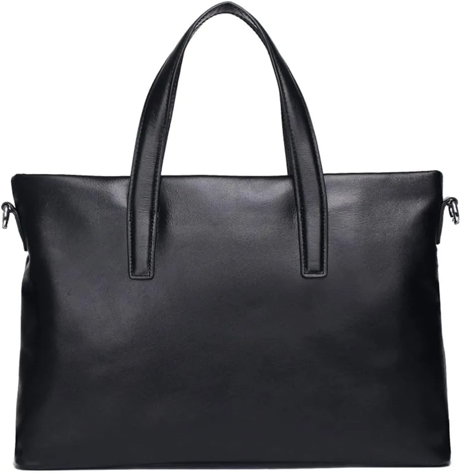 JSEIAJB Men's Leather Business Briefcase Crossbody Bag Layer Cowhide Handbag Computer Bag
