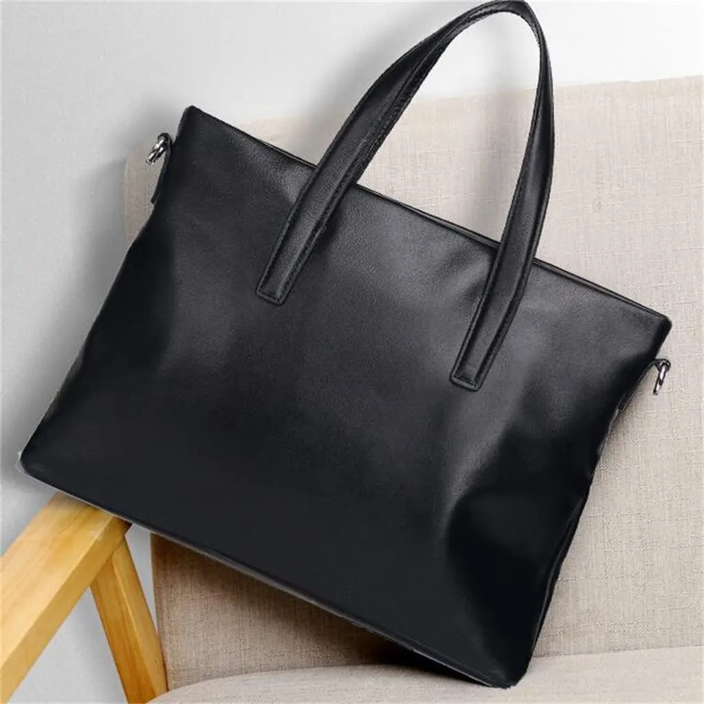 JSEIAJB Men's Leather Business Briefcase Crossbody Bag Layer Cowhide Handbag Computer Bag