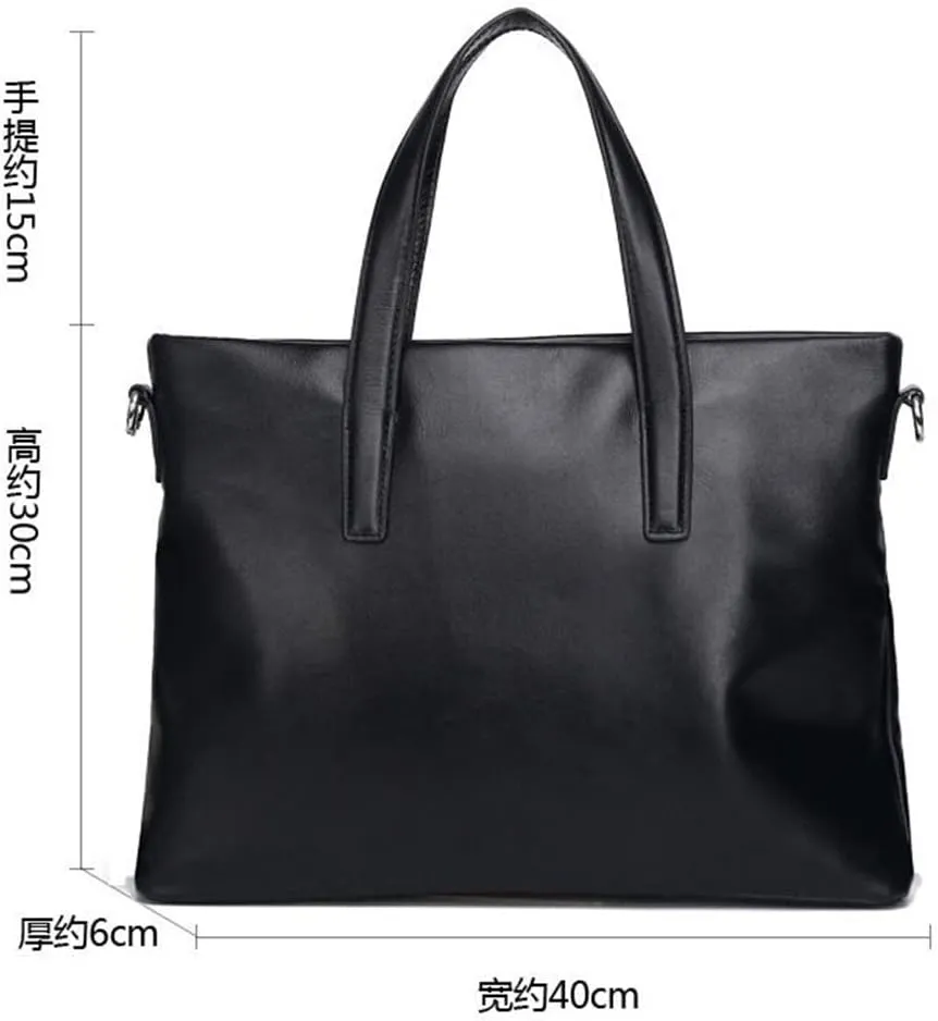 JSEIAJB Men's Leather Business Briefcase Crossbody Bag Layer Cowhide Handbag Computer Bag