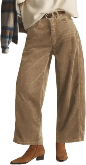 Kedera Mid Rise Barrel Jeans for Women Corduroy Wide Leg Denim Pants Baggy Boyfriend Jeans with Pockets