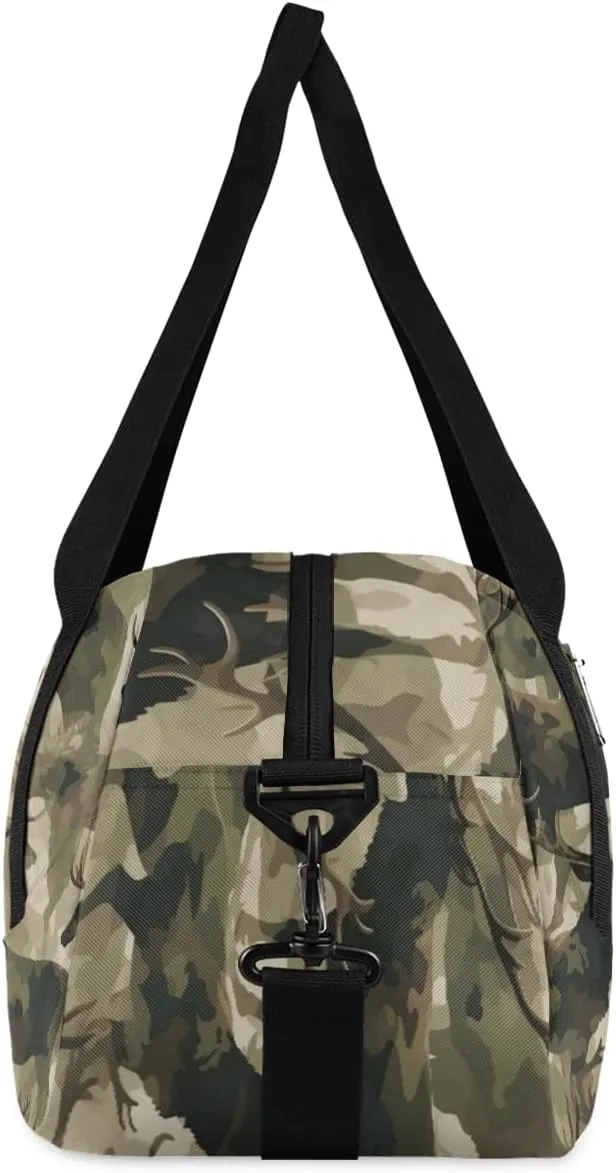 Kids Duffel Bag Military Camo Camouflage Deer,Sport Gym Bag for Boys Girls,Weekender Overnight Tote Bag Carry On Duffel Bag