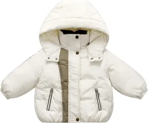 Kids Toddler Baby Girls Boys Winter Warm Thick Solid Cotton Long Sleeve Padded Jacket Coat 3 to 8 Y (White, 7-8 Years)