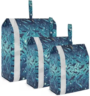 Kigai Cute Shark Travel Cubes for Packing 3 PCS Travel Luggage Packing Organizer Foldable Suitcase Storage Bag, Travel Accessories